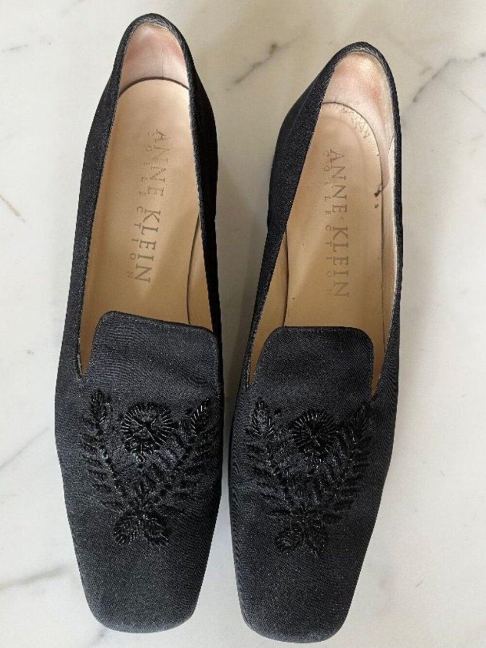 Beautiful Vintage Anne Klein Dress Loafers with Beading on Top, Made in Italy
